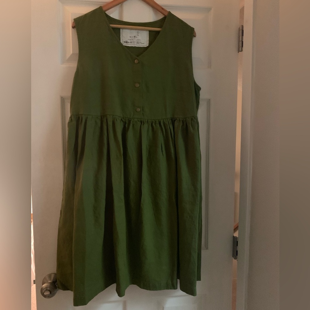 Like New notPERFECTLINEN Mama Midi Dress - Moss Green - Size Large
